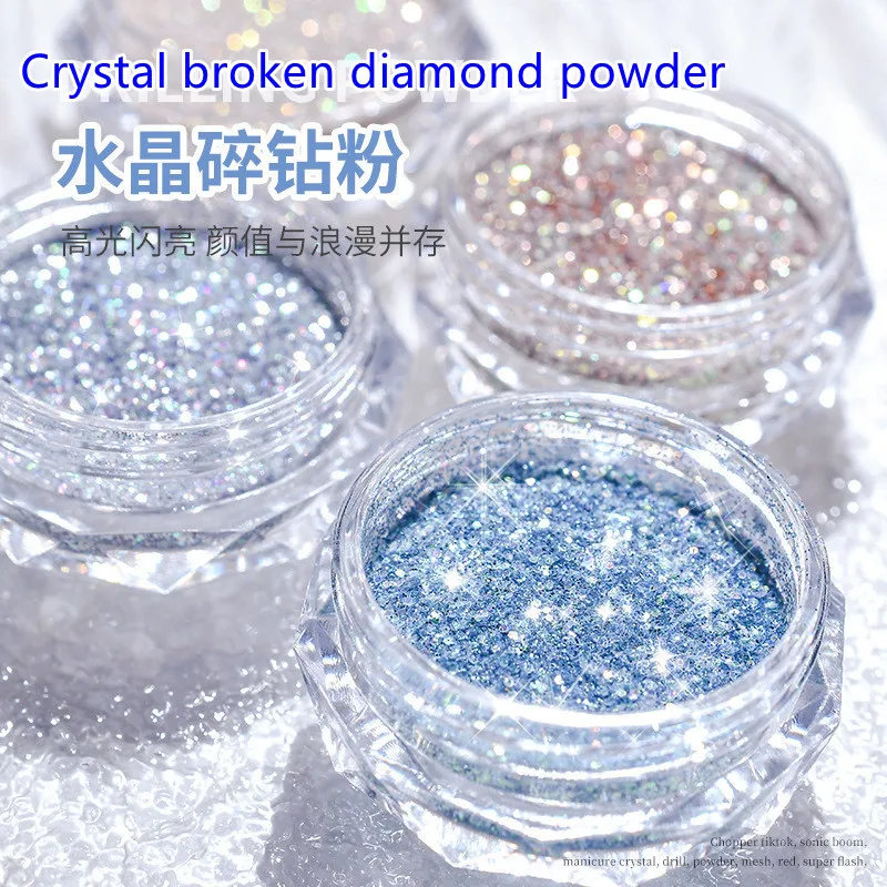 

Баночный кристаллический порошок higood, аксессуары для наращивания ногтей, микро алмазный твидовый порошок