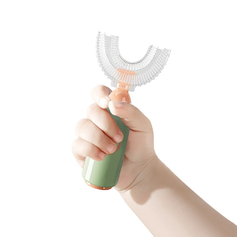 

B2EB Мультяшные ручные 360 градусов U-образные Детские зубные щетки, Мягкая Силиконовая зубная щетка