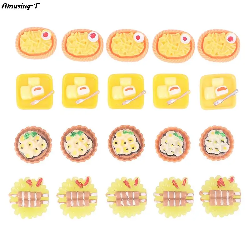 

5pcs Simulated Three-dimensional Miniature Food And Game Materials Cake Dessert Doll House DIY Resin Accessories