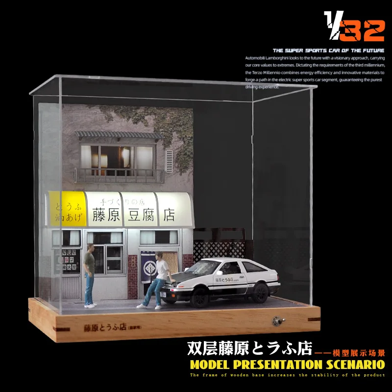 

AE86 Trueno Initial d модель двухслойного магазина тофу Диона 1/32 дисплей с литыми игрушечными транспортными средствами коллекционный подарок