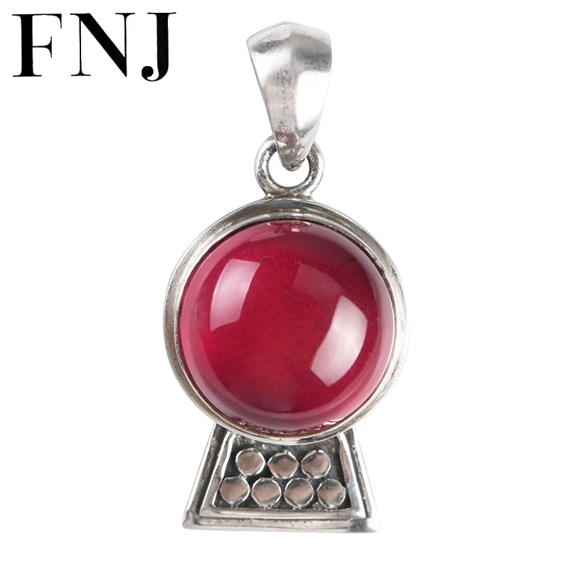 

FNJ 925 Silver Rose Corundum Pendant Original Pure S925 Sterling Silver Pendants for Jewelry Making Women MARCASITE