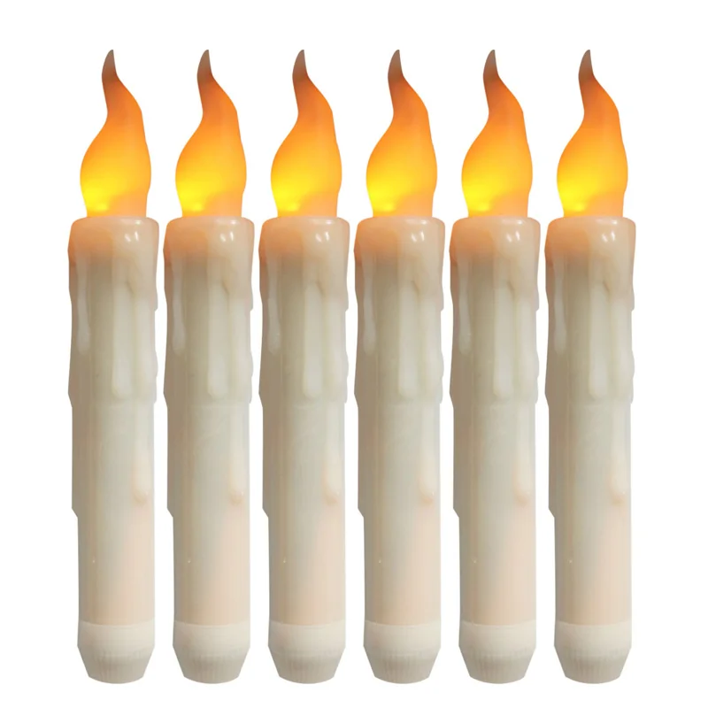 Christmas candle 6pcs LED long pole candle religious long candle cone electronic candlestick wax