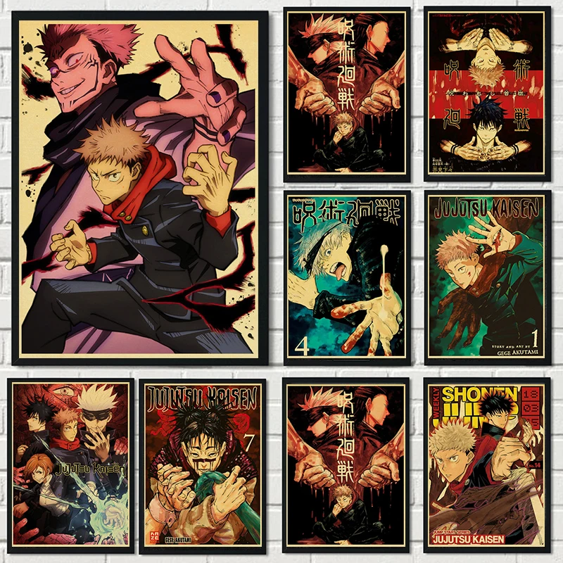 

Modern Vintage Anime Jujutsu Kaisen Poster and Print Wall Art Canvas Painting Study Wall Art Pictures for Living Room Home Decor