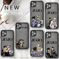jojo anime phone case for iphone 12 11 8 7 plus mini x xs xr pro max matte transparent cover