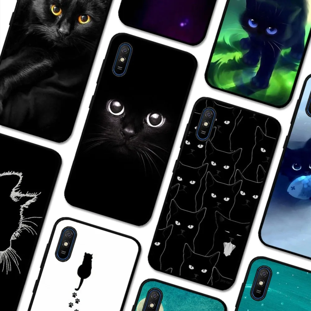 Чехол для телефона с черным котом Redmi 5 6 7 8 9 10 plus pro A GO K20 K30 K40 F3 Fundas