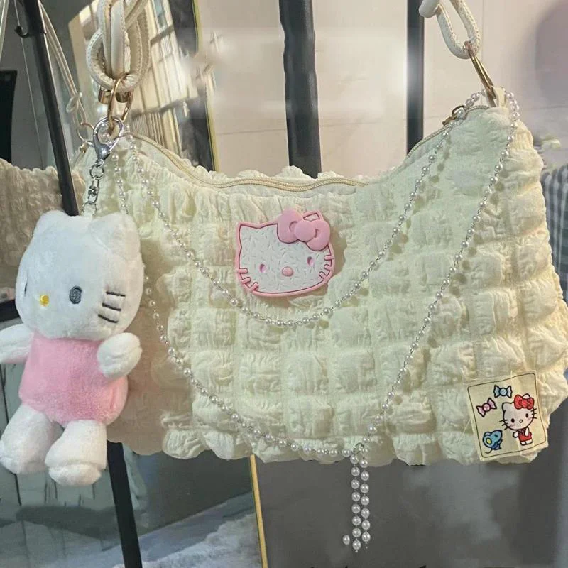 

2023 New Sanrioed Shoulder Bag Hello Kitty Gril Simple Design Stylish Underarm Crossbody Bag High Quality Handbags Purse