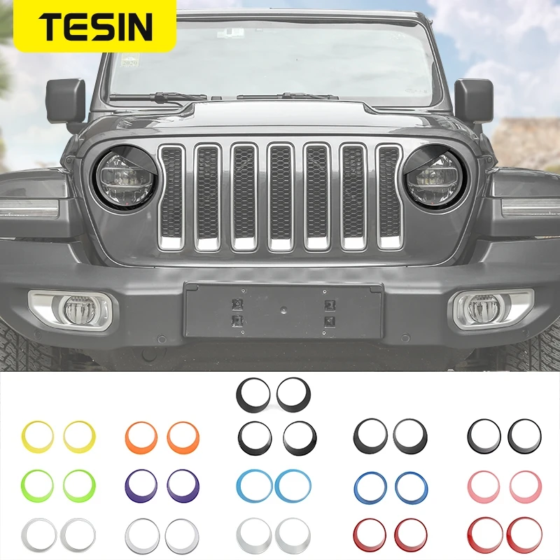 

TESIN Car Headlight Lamp Decoration Cover Trim Stickers For Jeep Wrangler JL Gladiator JT Sahara Rubicon 2018-2022 Accessories