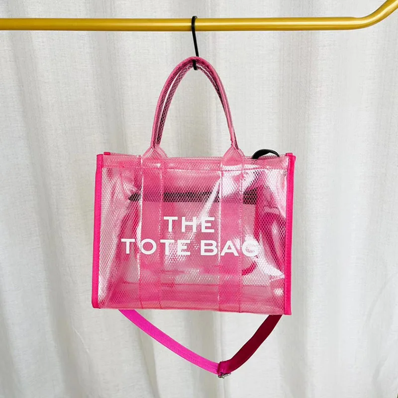 2023 Hot Selling Transparent Solid Color PVC Tote Bags Fashion Women's Shoulder Messenger Bags Large Capacity Portable Beach Bag