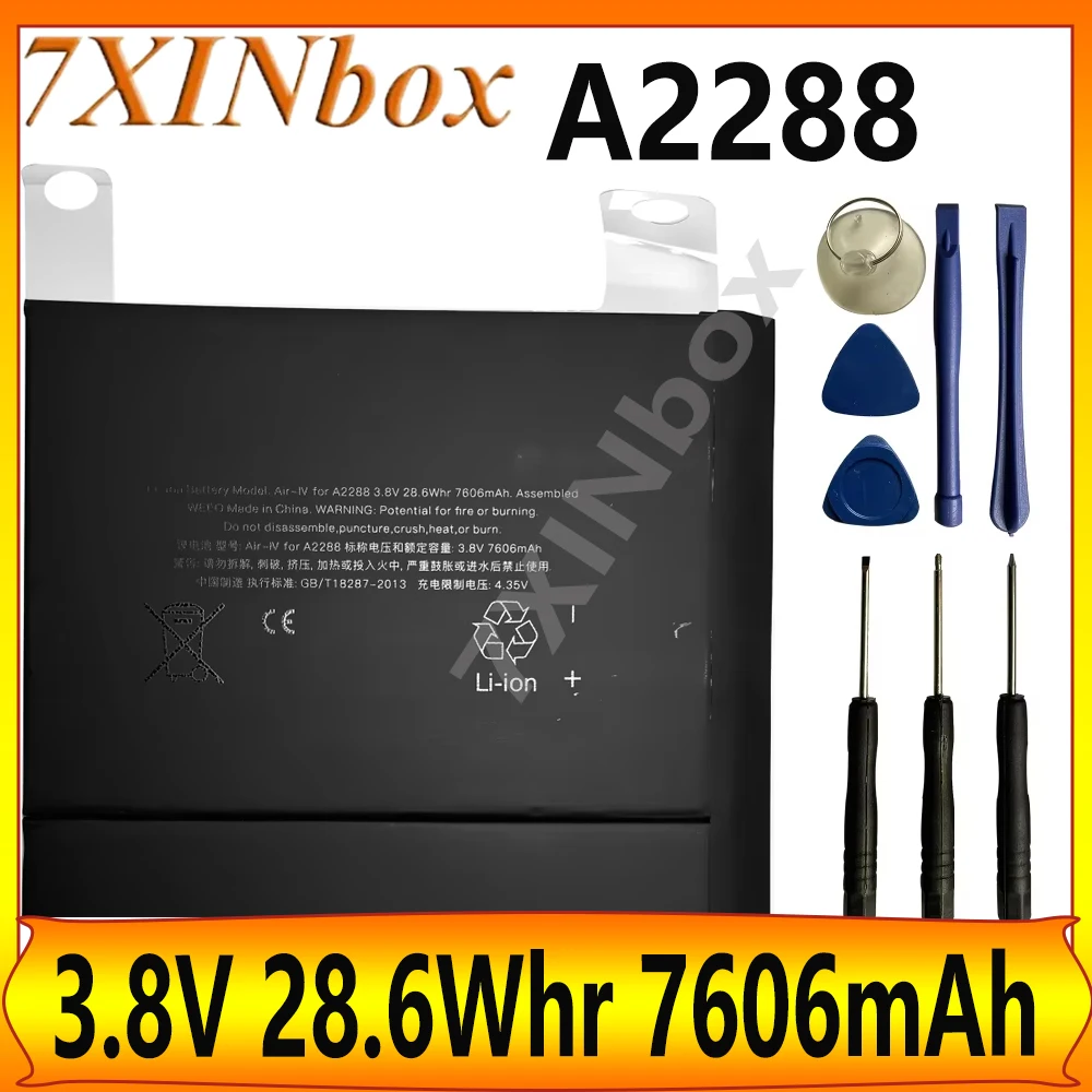 Фото Аккумулятор 7XINbox A2288 3,8 В, 28,6 Втч, 7606 мАч для Apple iPad Air 4 10,9 дюйма 2020 года выпуска A2316 A2324 A2325 A2072, аккумулятор для планшета + инструменты №1