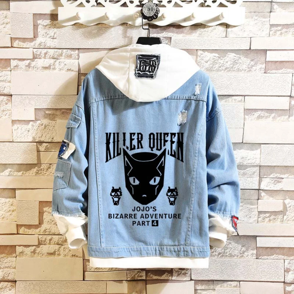 

JoJo's Bizarre Anime Cartoon Adventure Hoodies Men Women Print Autumn Harajuku Hip Hop Sweatshirt Man Fashion Denim Jacket