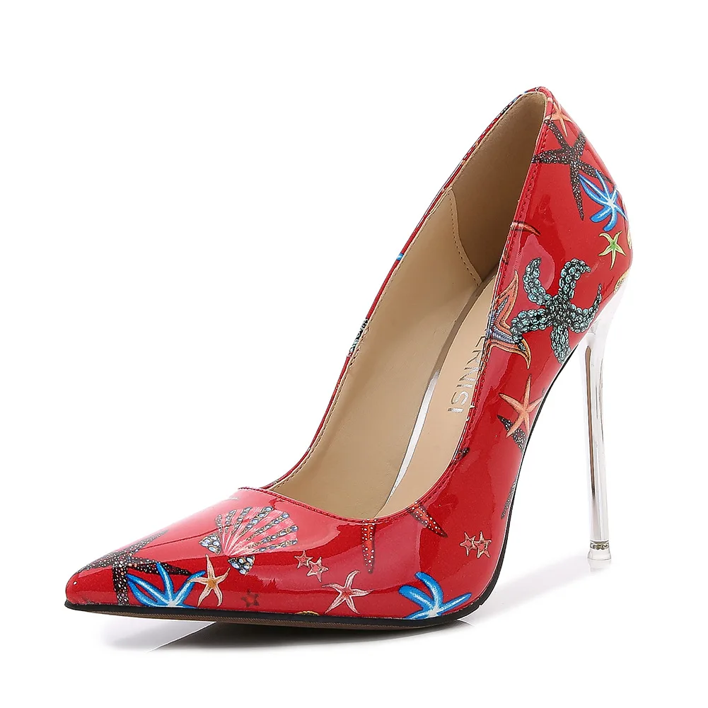 

Sexy Fashion High Heel Pumps Stilettos 12cm Large Size women's Printed Brand Design Sexy Pattern Dropship