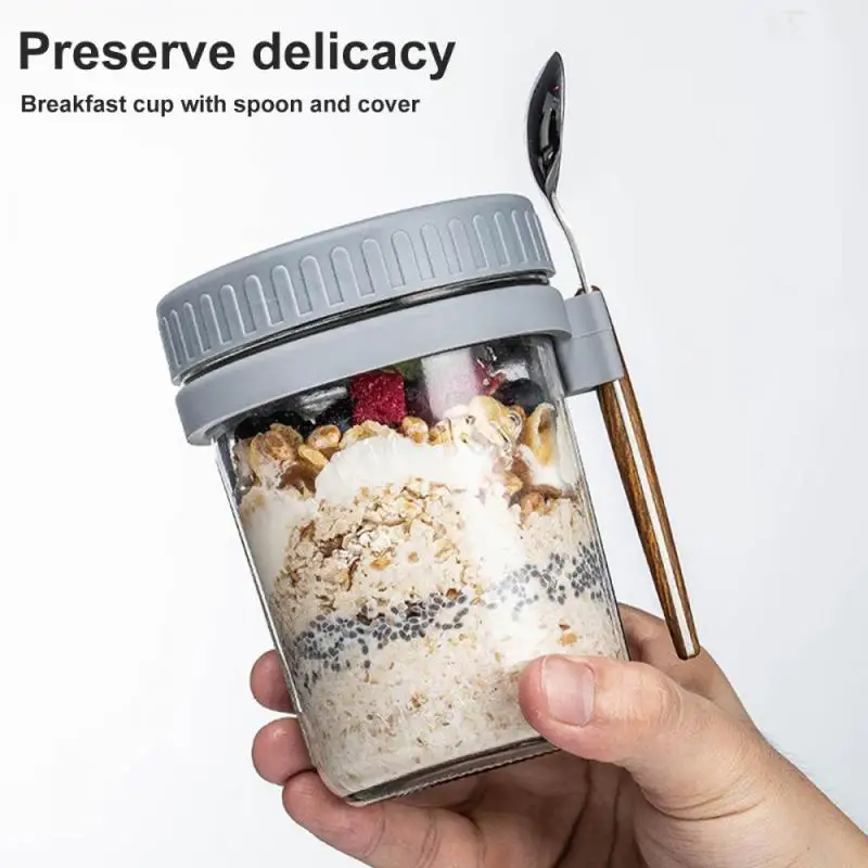 

350ML Portable Oatmeal Cup Multifunction Coffee Cup Breakfast Cup Cereal Nut Yogurt Mug Snack Cup with Lid Spoon Salad Cup