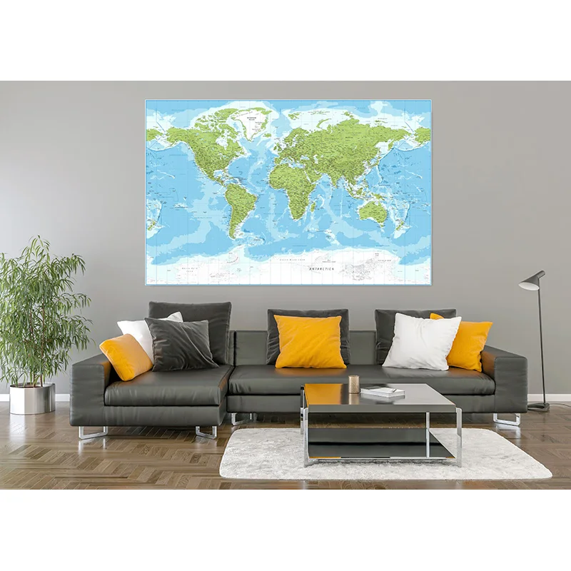 

Photography Backdrops Props Physical Map of The World Vintage Wall Poster Home School Decoration Baby Background DT-80