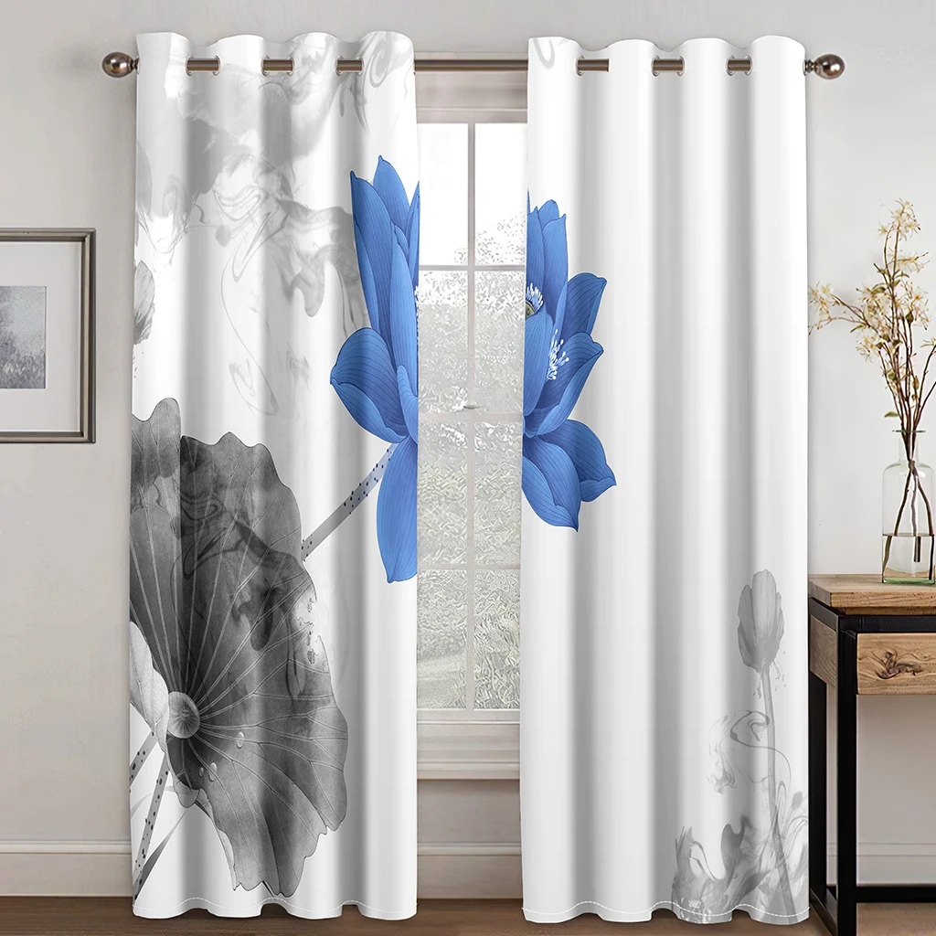 

Затемняющие шторы Blue Lotus 50% для гостиной и спальни, декоративные 3D люверсы, оконные занавески, домашний декор, 2 шт., белые