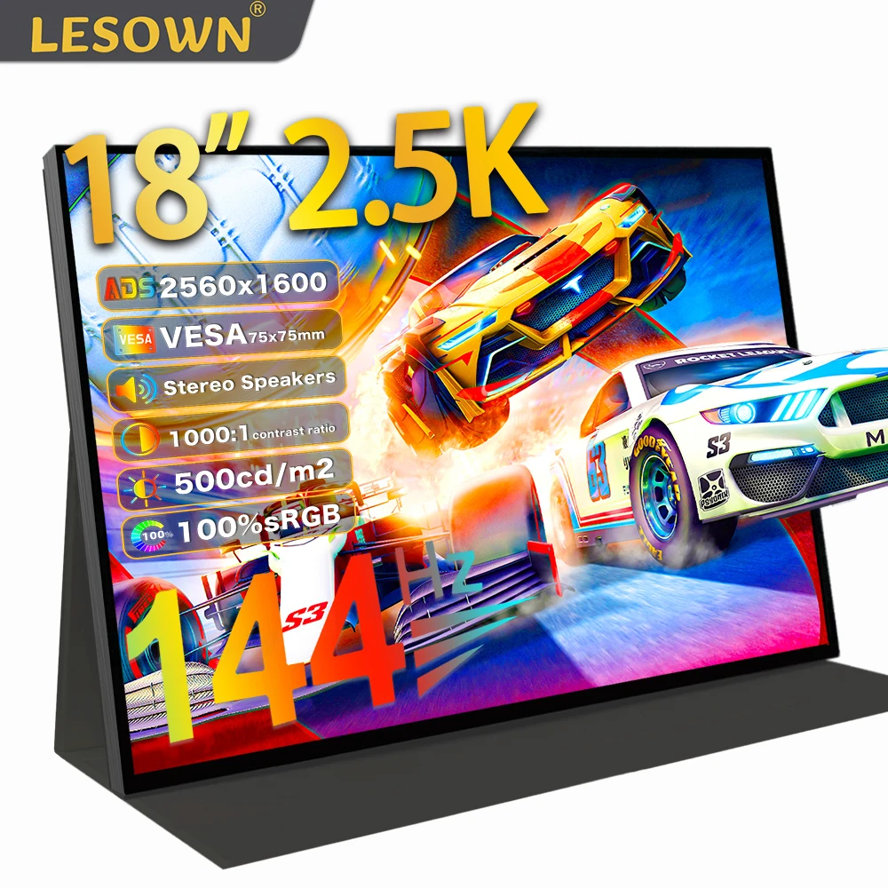 USB-монитор LESOWN 144 Гц 2 5 K HDMI 18 дюймов 2560x1600