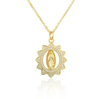 gold virgin mary necklace crystal virgin mary pendant woman necklace catholic christian belief prayer necklace religion jewelry