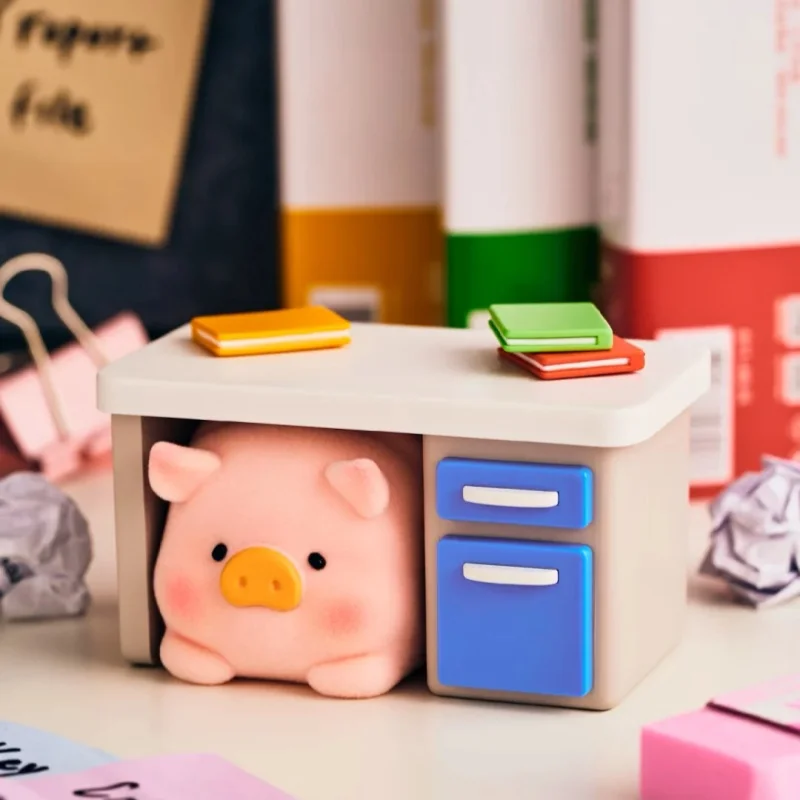 Фото Оригинальная фигурка TOYZEROPLUS LuLu Piggy Flocked Blind Box из серии Too Much Pig Work, ПВХ, украшение для стола, подарок для взрослых и офисных работников №5