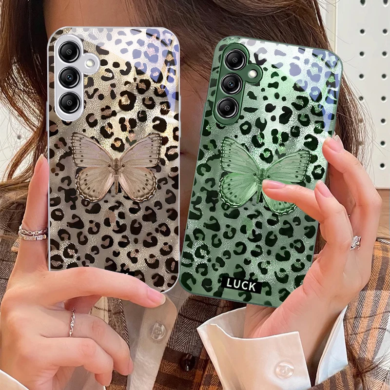 Цвет Banwen Butterfly для Samsung Galaxy A14 4G 20 30 52 20S 21S 22 A32 33 34 42 50 51 53 54 70 71 72 73 5G Стеклянный чехол