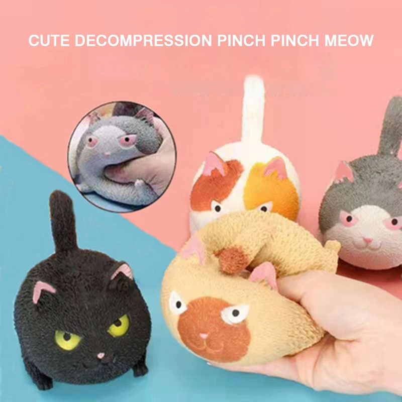

Cat Squishy Angry Cat Stress Relief Toys Pinch Squeeze Anxiety Bad Mood Relieve Stress Toys Gift Cute Soft Fidget Toys