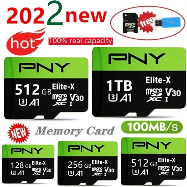

2022 новый PNY высокоскоростной 4 шт. 512 ГБ ТБ USB-накопитель Micro SD Micro SDHC Micro SD SDHC карта 10 UHS-1 TF карта памяти + кардридер