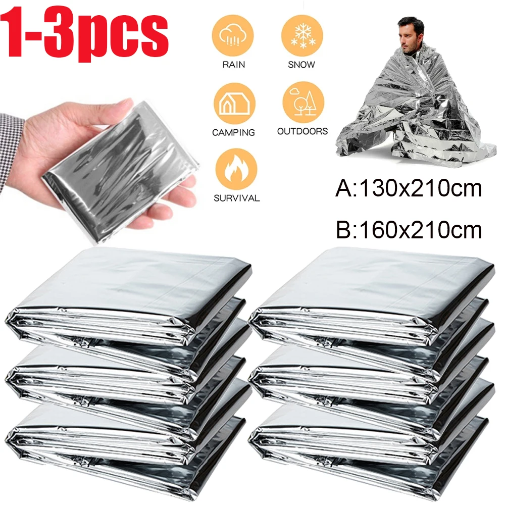 

1-3pcs Outdoor Thermal Blanket Lifesave First-aid Kit Camp Shelter Survival Equipment Warm Heat Bushcraft Tactical Accessories
