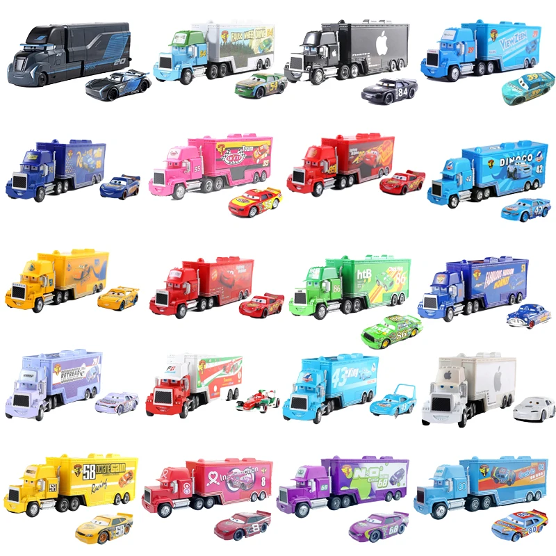 

Cars 2 Disney Pixar Truck Car 3 Toys Set Lightning McQueen Mack Truck Diecast Metal Alloy Collect Model Kids Boy birthday Gift