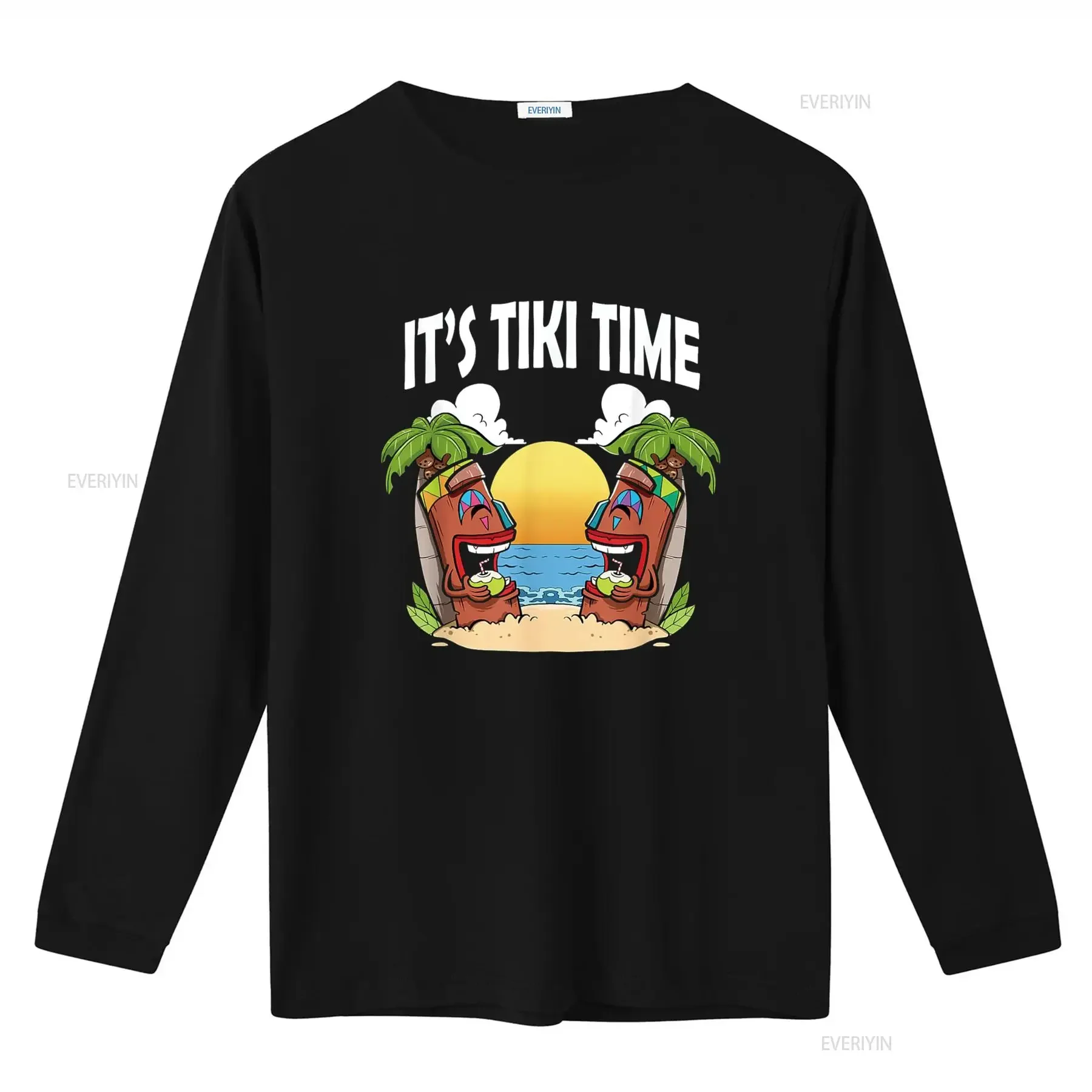 Фото Футболка Тики для мужчин Head It s Time Hawaiian Luau женская винтажная стираная унисекс дышащая растянутая слегка графическая повседневная футболка №3