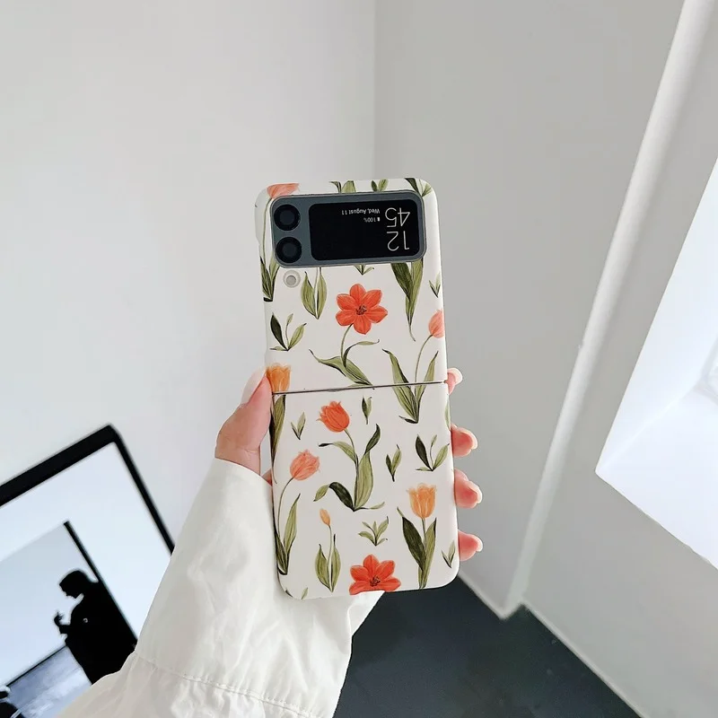 

Luxury Daffodil Phone Case for Samsung Galaxy Z Flip 3 5G Hard PC Back Cover for ZFlip3 Cases Protective Shell