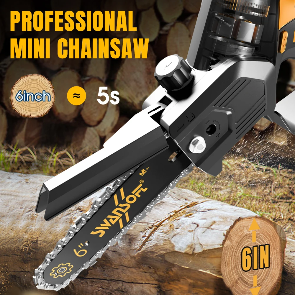Бесщеточная Беспроводная бензопила SWANSOFT 6 дюймов ручная беспроводная для резки