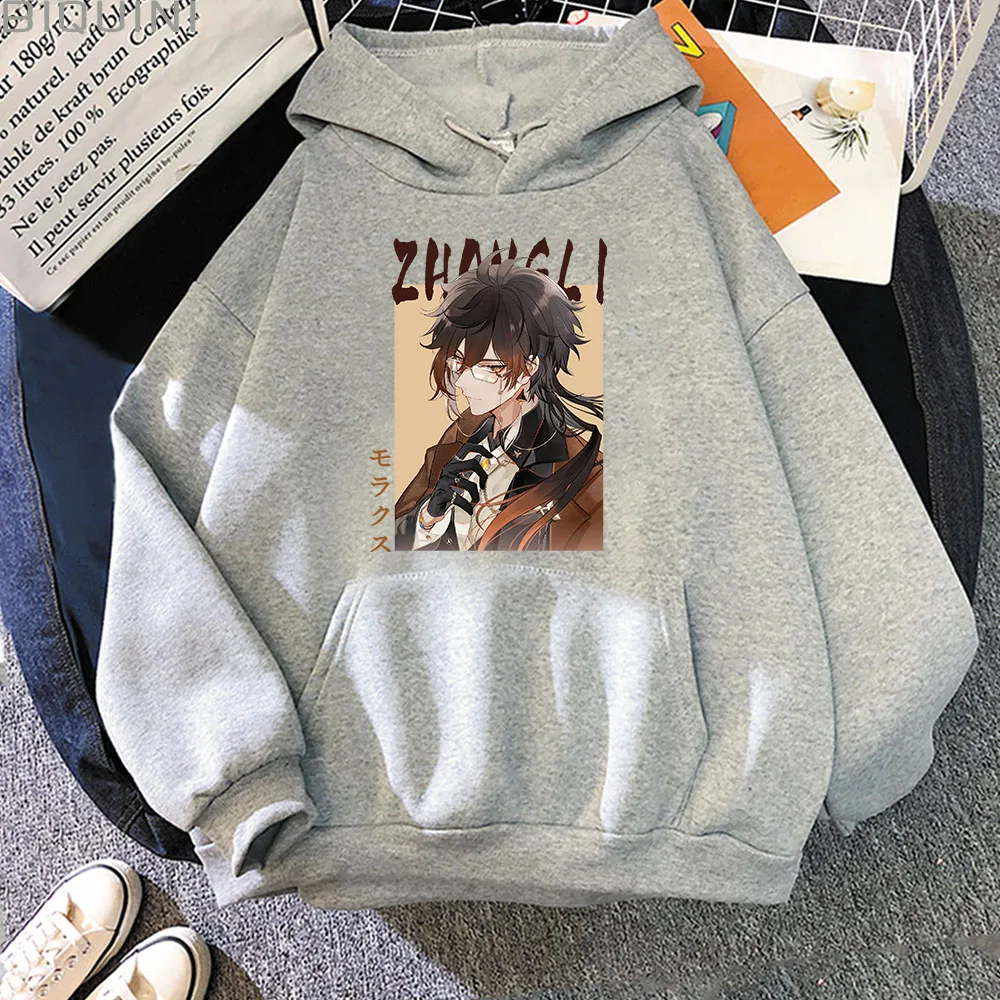 

ZhongLi Genshin Impact Hoodie Women men's Oversized Game Manga Printing Handsome Anime hoodies Sweatshirt