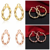 2 colors round twist hoop earrings western fashion gold plating statement jewelry for women 2022 trending style
