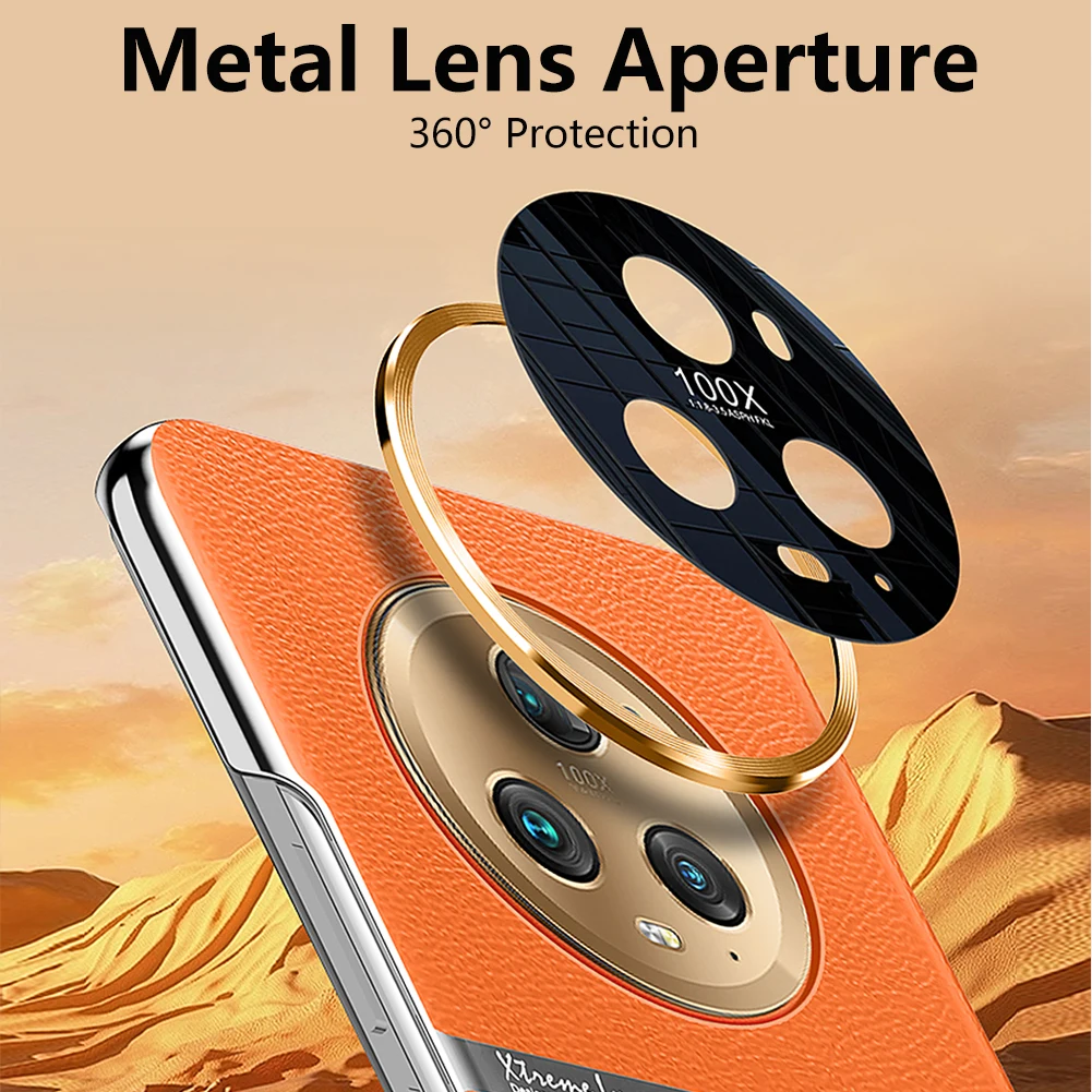 Original Hard PC Capa For Honor Magic 5 Pro Case luxury Leather shockproof Plating Cover For Magic5 Mobile Phone Back Funda