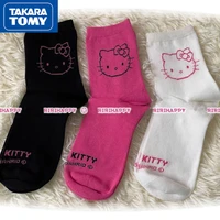takara tomy spring and summer new girls cotton breathable deodorant hellokitty tube socks student cartoon sweet socks