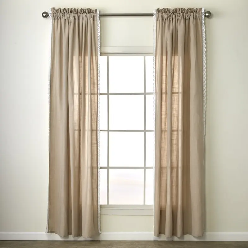 

with trim Rod Pocket Light Filtering Curtain Panel, 104" x 84" 2 Panels