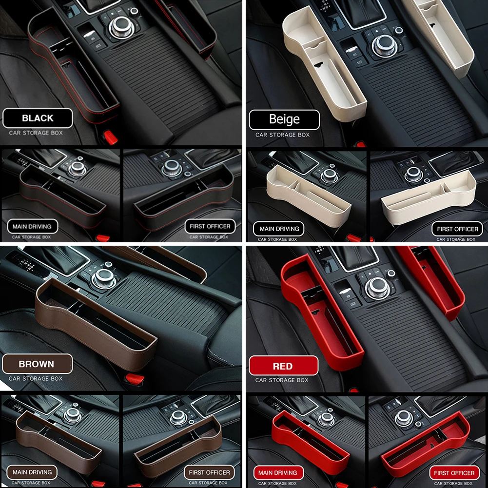 

Car Front Right Seat Crevice Storage Box Multi-function Foldable Leather Gap Tidying Organizer Case Car Interior Accessories