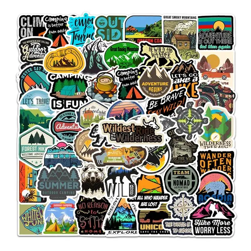 

50 Pcs Outdoor Scenery Stickers Suitcase Trolley Case Car Skateboard Notebook Cartoon Travel AdventureWaterproof Stickers