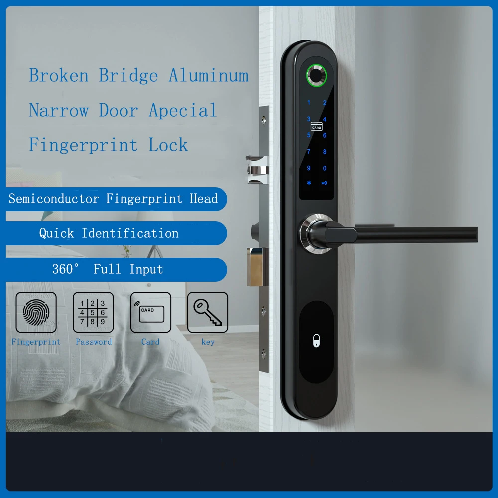 

Смарт-замок дверной из алюминиевого сплава со сканером отпечатков пальцев и паролем, модель RX002, 2022