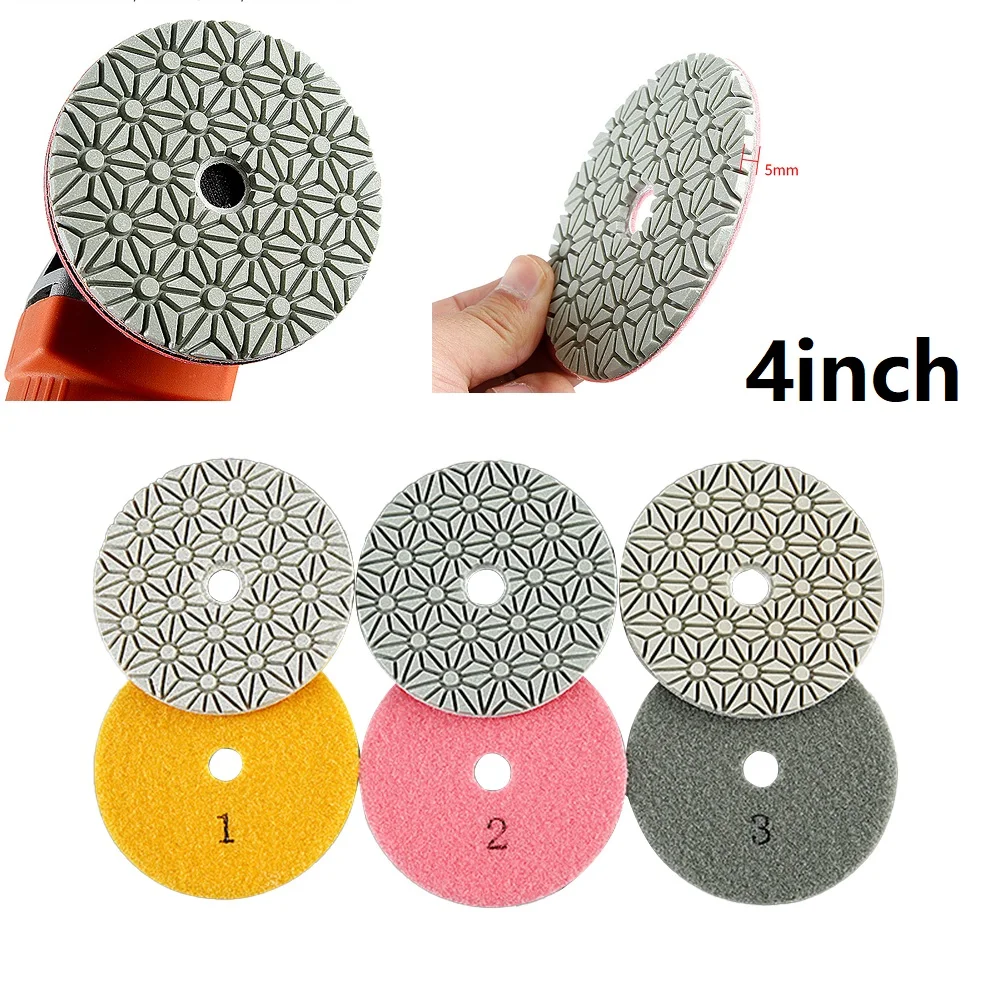 

Diamond Polishing Pad Dry/Wet Polishing Pads 4 Inch 100mm Grinding Discs For Granite Stone Concrete Marble Polishing Pad