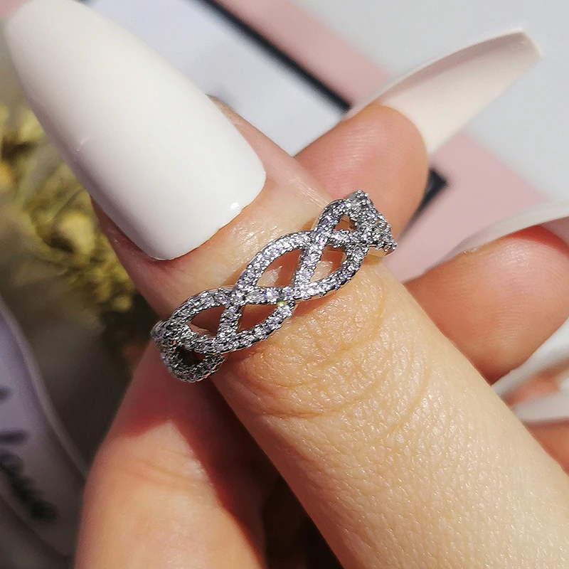 

2022 New Fashion silver color aesthetic Eternity Band Ring for Women Party Gift Jewelry Wholesale R6884
