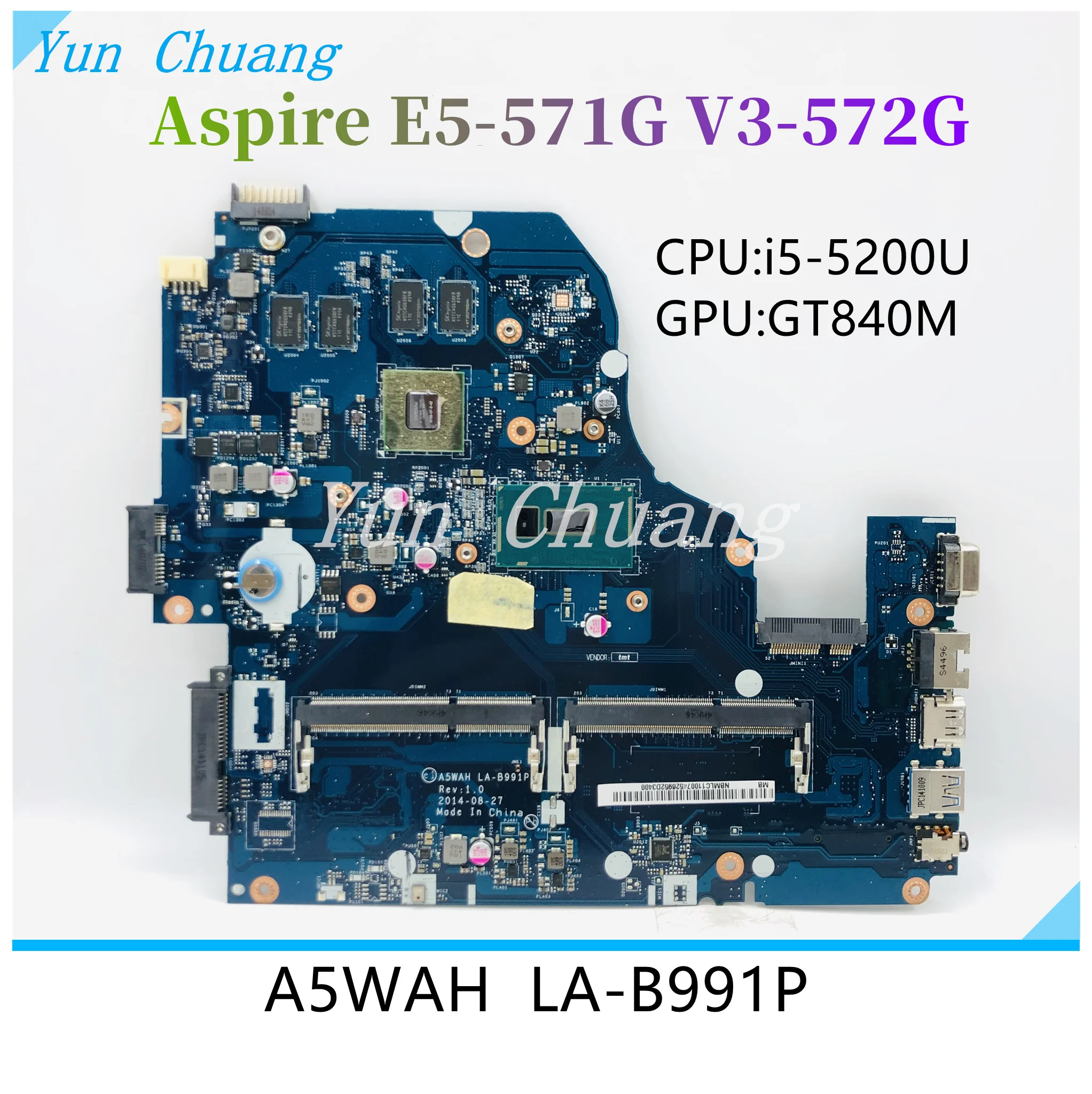 NBMLC11007 для Acer Aspire E5-571G V3-572G E5-571 материнская плата ноутбука A5WAH с LA-B991P GT840M 2G 100%