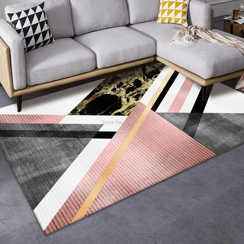 Golden Diamond Velvet Carpet Living Room Coffee Table Blanket Abstract Homestay Style Home Bedroom Bedside 200x300cm