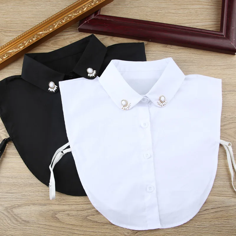 

Linbaiway 2023 Solid Color Shirt Fake Collars for Women Cotton Detachable Collar Lapel Top Dress False Collar Neckwear Faux Col