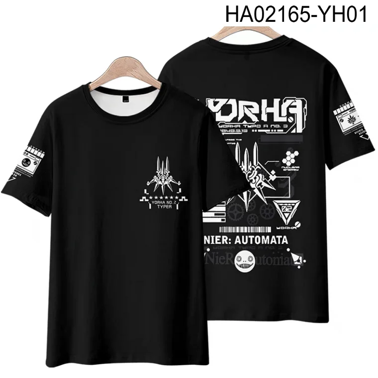 НОВИНКА!! Игра NieR:Automata Футболка с 3D принтом Летняя мода круглым вырезом и коротким