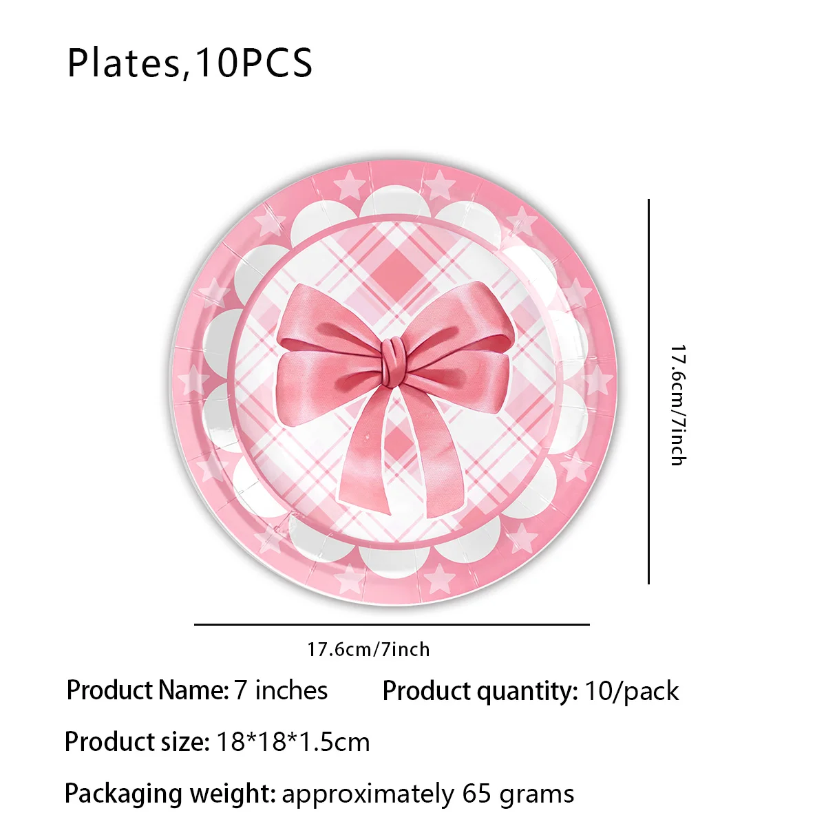 Одноразовая посуда на тему розового банта день рождения бумажные тарелки