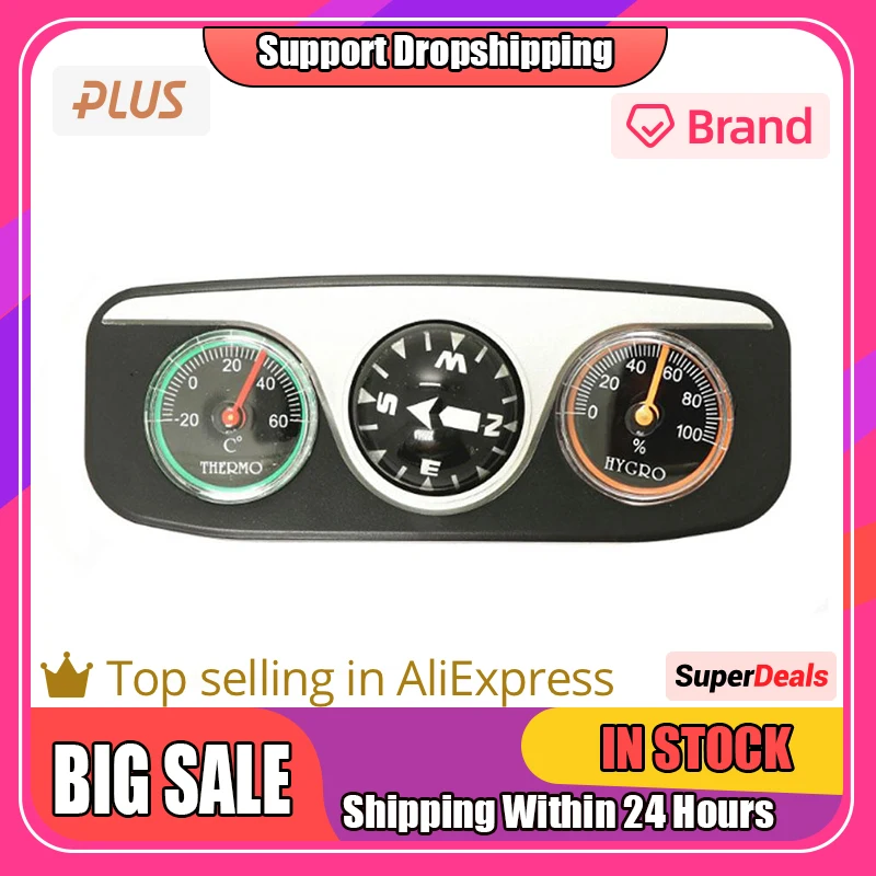 

3 in 1 Multifunction Newest Universal Car Compass Pocket Mini Ball Dash Dashboard Car Mount Navigation Compass Camping Hiking