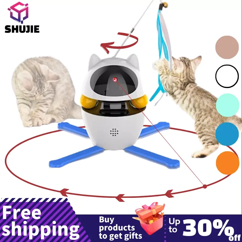 

Automatic Cat Toys Interactive Smart Teasing Cats Stick Leaking Ball Set With Laser Indoor Kitten Robot Toy For Pet Items