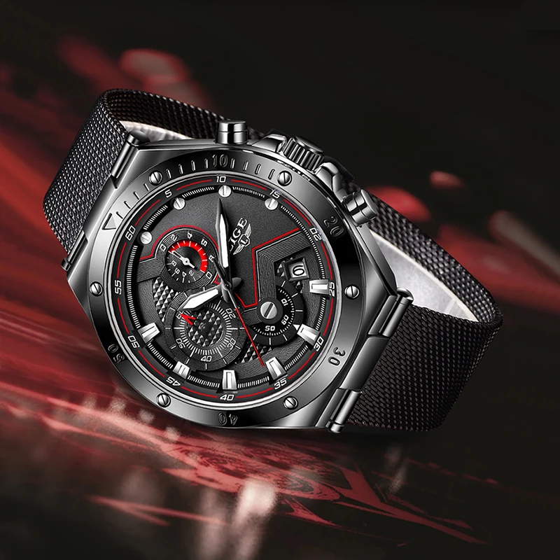 LIGE Men‘s Watches Casual Chronograpph Waterproof Military Sports Wristwatch Fashion Quartz Calendar Man Clock Relogio Masculino |