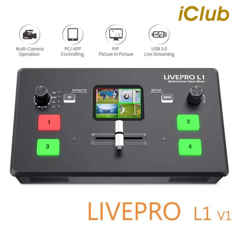 

Микшер LIVEPRO L1, многоформатный смеситель с 4 HDMI-кабелями, совместим с несколькими камерами, для прямой трансляции, VS Blackmagic Atem