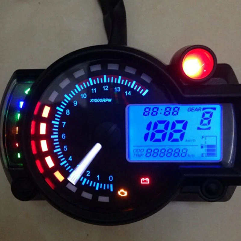 

Цифровой тахометр для мотоцикла, спидометр и топливный датчик для приборной панели, разные цвета, регулируемая подсветка, ЖК дисплей, двойной скоростной одометр