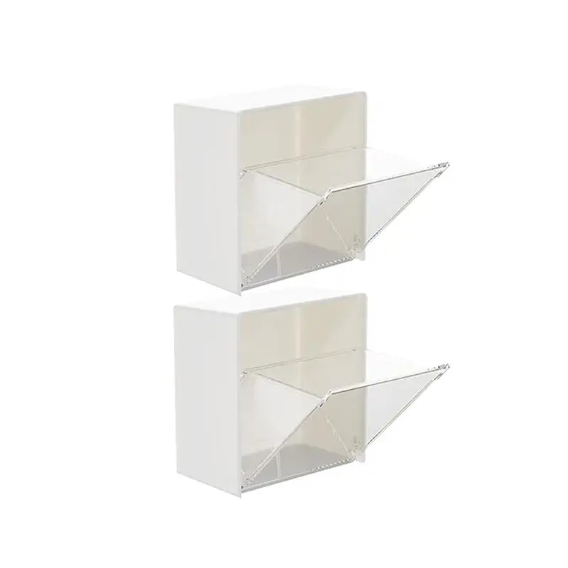 

Wall Mount Clamshell Storage Box Self-Adhesive Wall Organizer Self-Adhesive Storage Dispenser For Cotton Ball Cotton Pad Bandaid